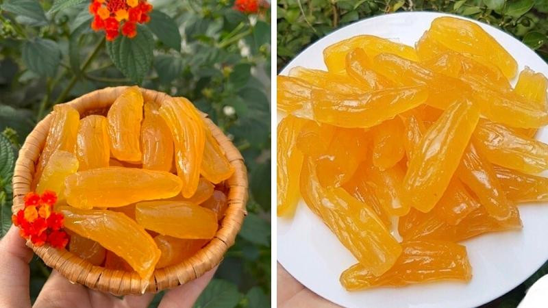 alt text: Hình ảnh món ăn được chế biến từ khoai sâm,  cụ thể là món khoai sâm xào, thể hiện màu sắc và cách trình bày món ăn.