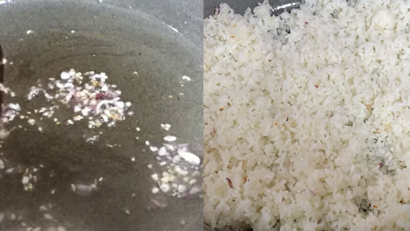 Cơm chiên vàng ruộm trong chảo