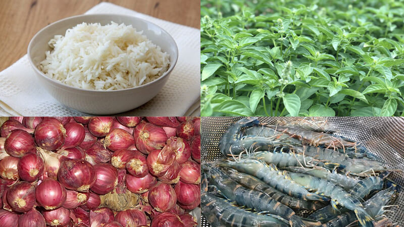 Nguyên liệu cơm chiên muối é tôm