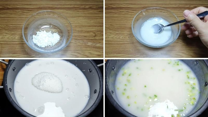 Nước cốt dừa béo ngậy với hương vị ngọt dịu ăn kèm bánh lá mơ