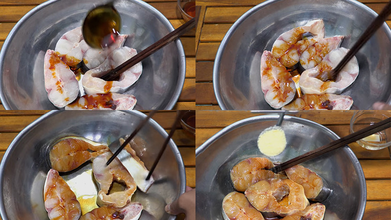 Ướp cá tra với gia vị để thịt cá đậm vị hơn